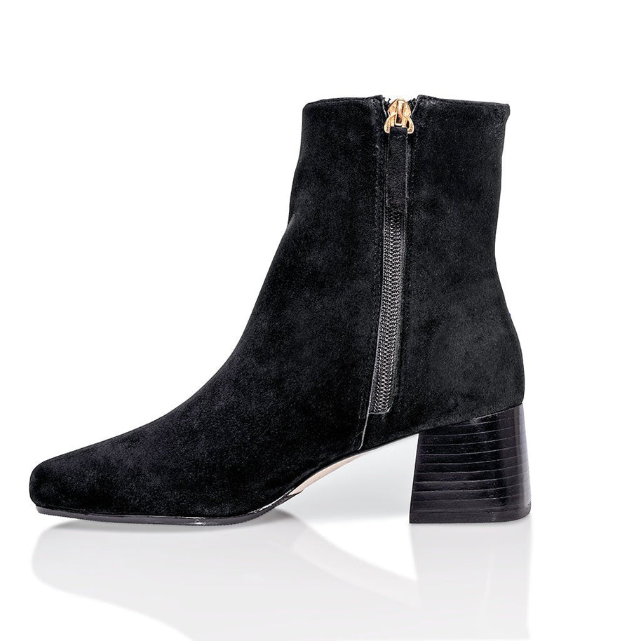 Joan Oloff Arina Bootie Black Kid Suede