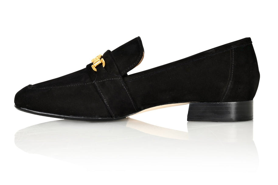 Joan Oloff Adonis Black Nubuck Leather Loafer