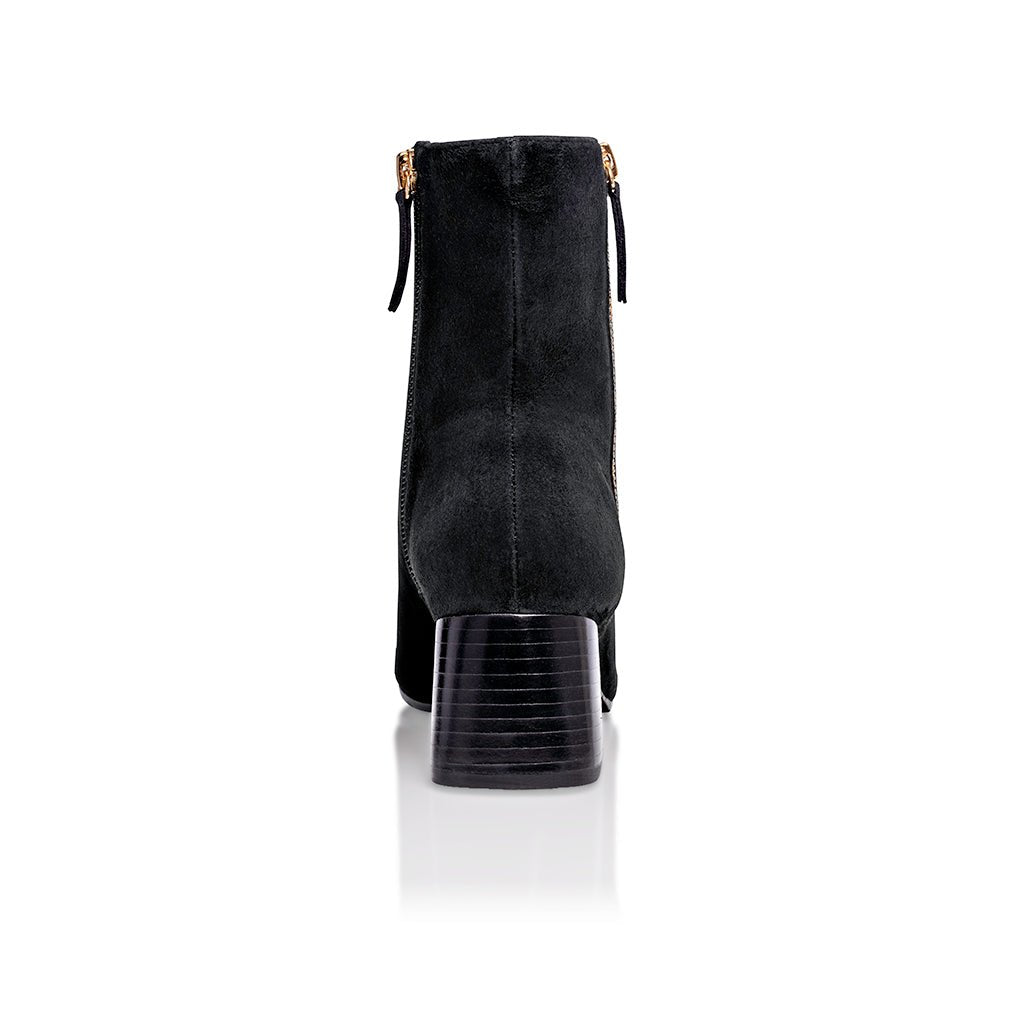 Joan Oloff Arina Bootie Black Kid Suede