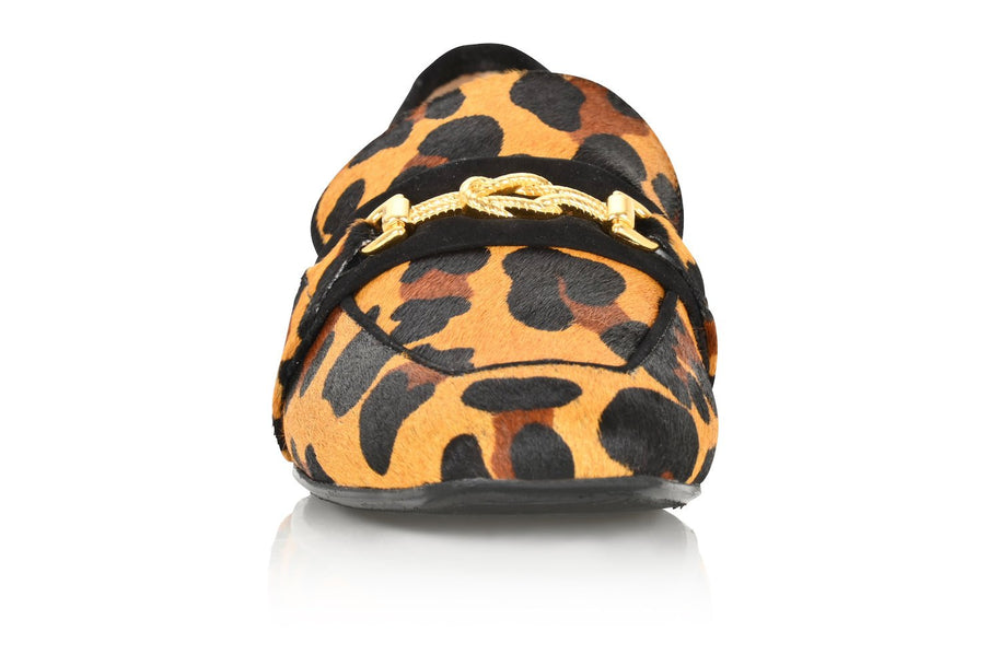 Joan Oloff Adonis Leopard Hair Calf/Black Suede Loafer