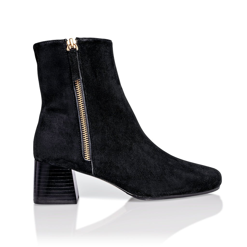 Joan Oloff Arina Bootie Black Kid Suede