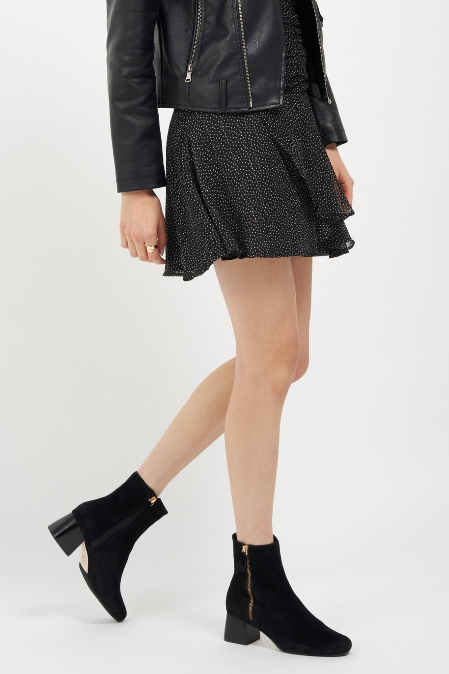 Joan Oloff Arina Bootie Black Kid Suede