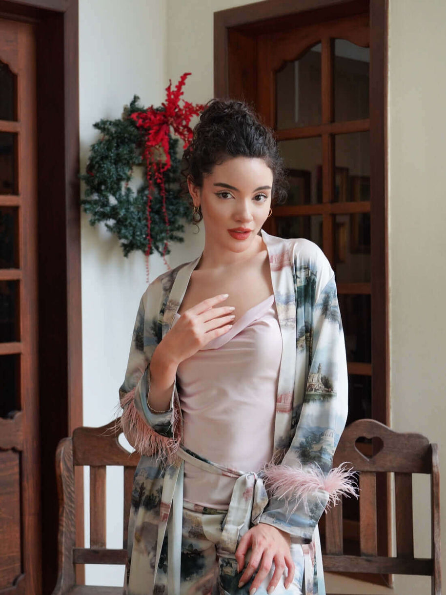Ulivary Landscape Pajama Set 3pcs Feather