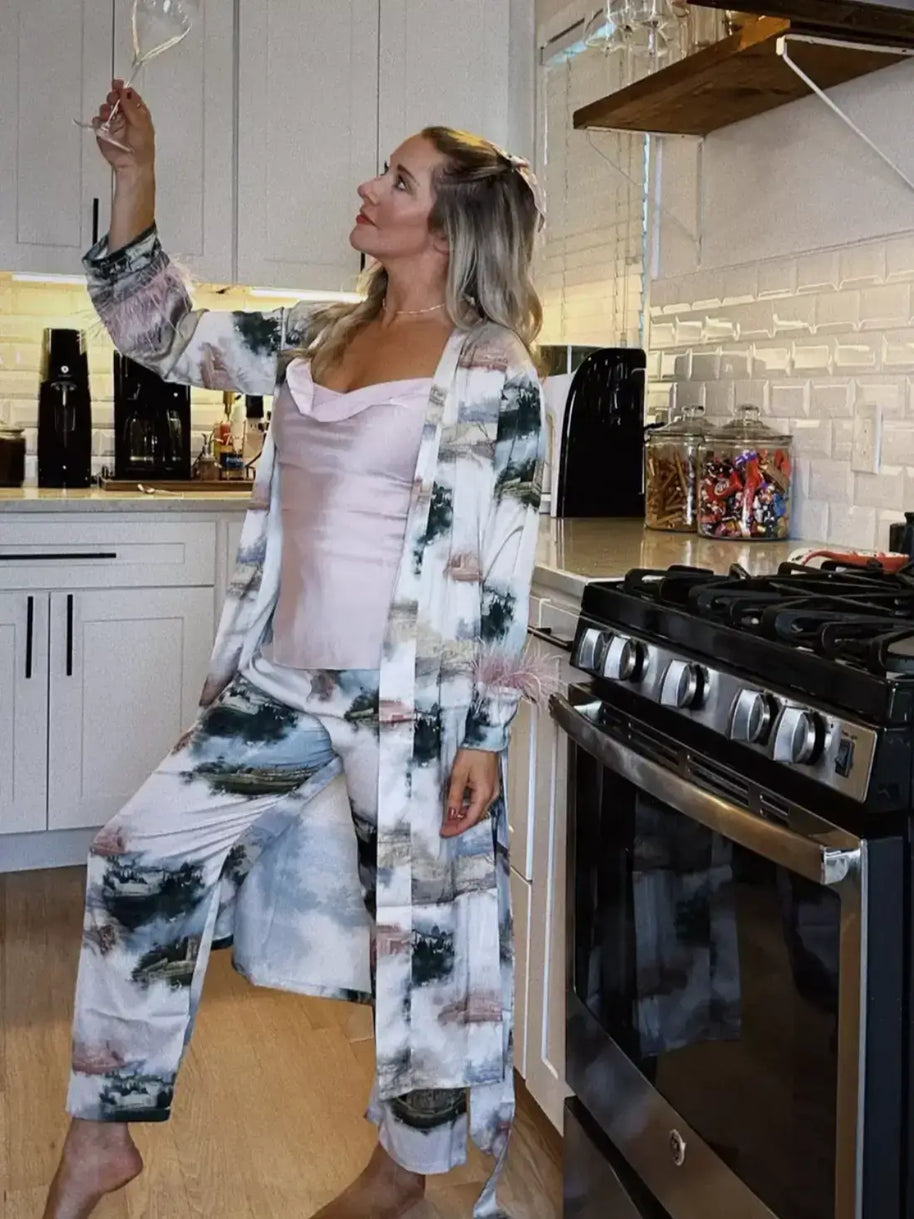 Ulivary Landscape Pajama Set 3pcs Feather