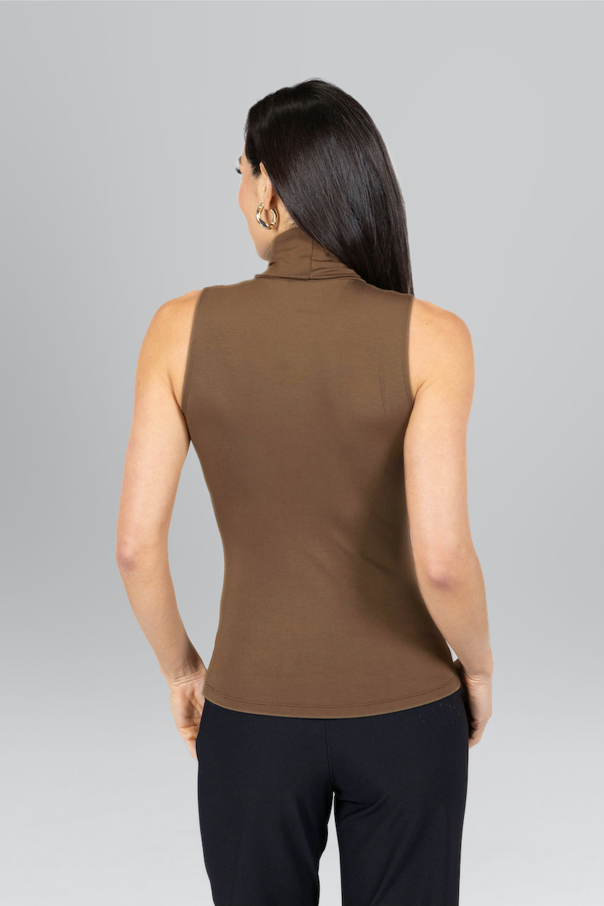 KiraGrace SLEEVELESS TURTLENECK: DARK KHAKI