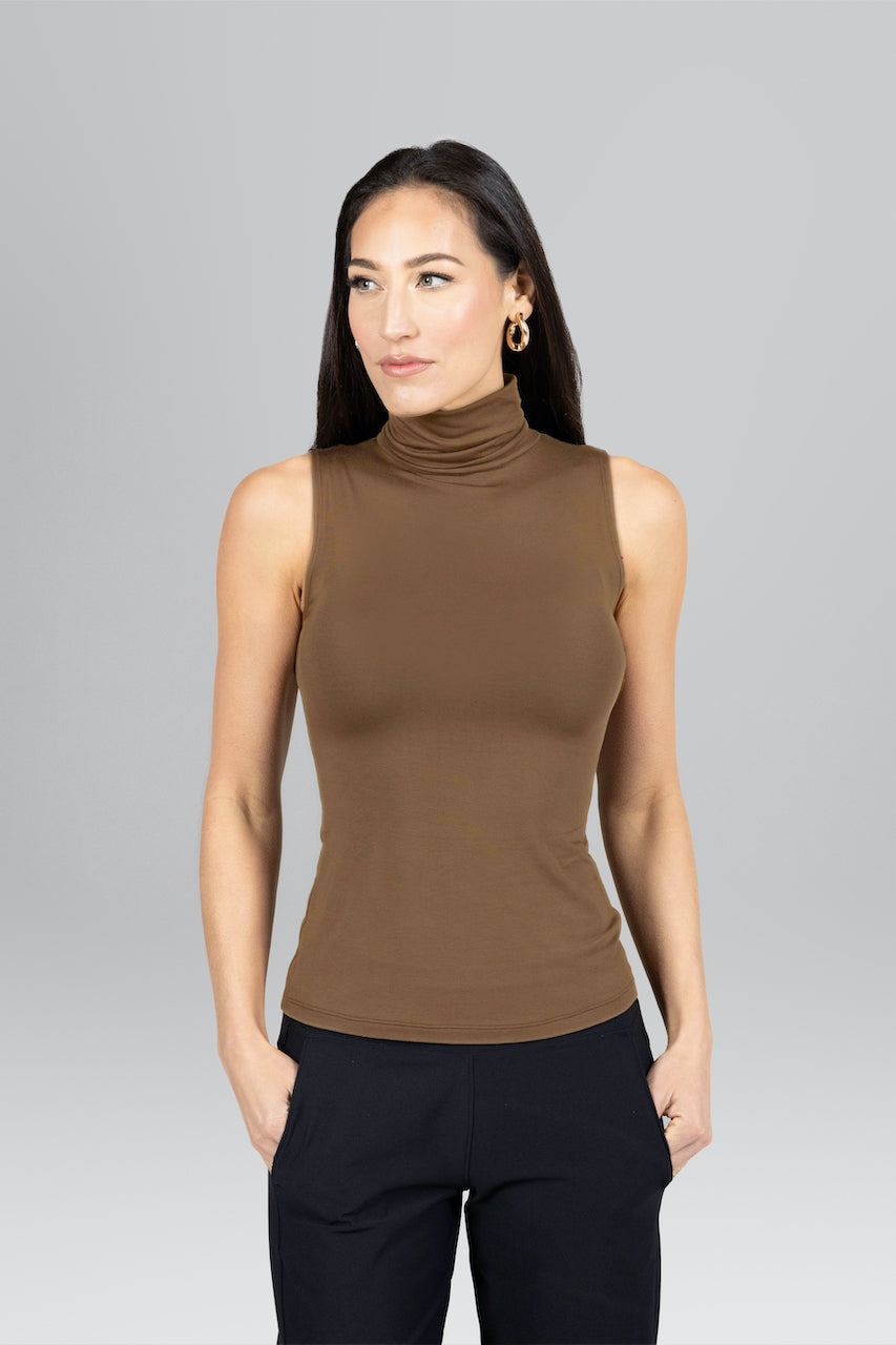 KiraGrace SLEEVELESS TURTLENECK: DARK KHAKI