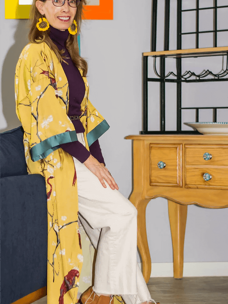Ulivary Perched Bird Kimono Robe