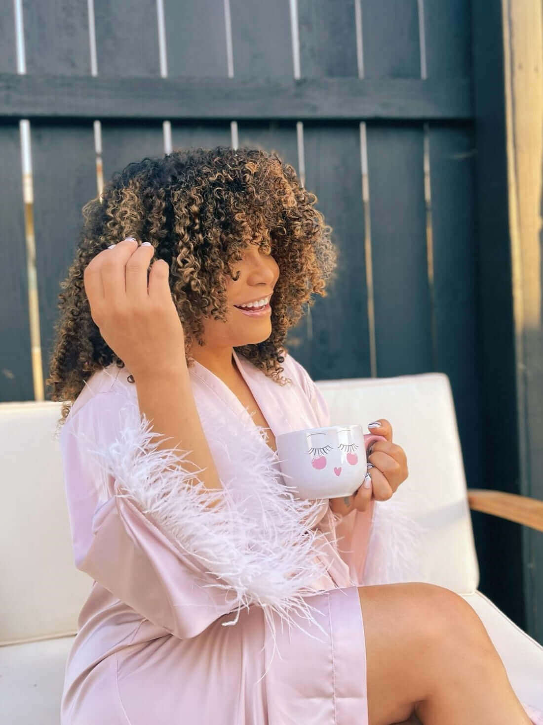 Ulivary Pink Feather Bridal Robe