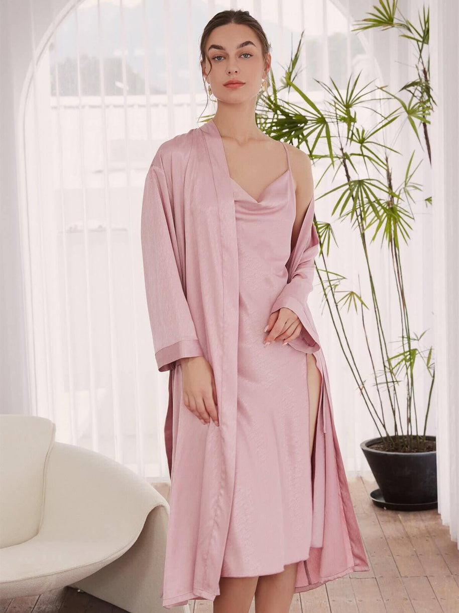 Ulivary Pink Robe Dress Set