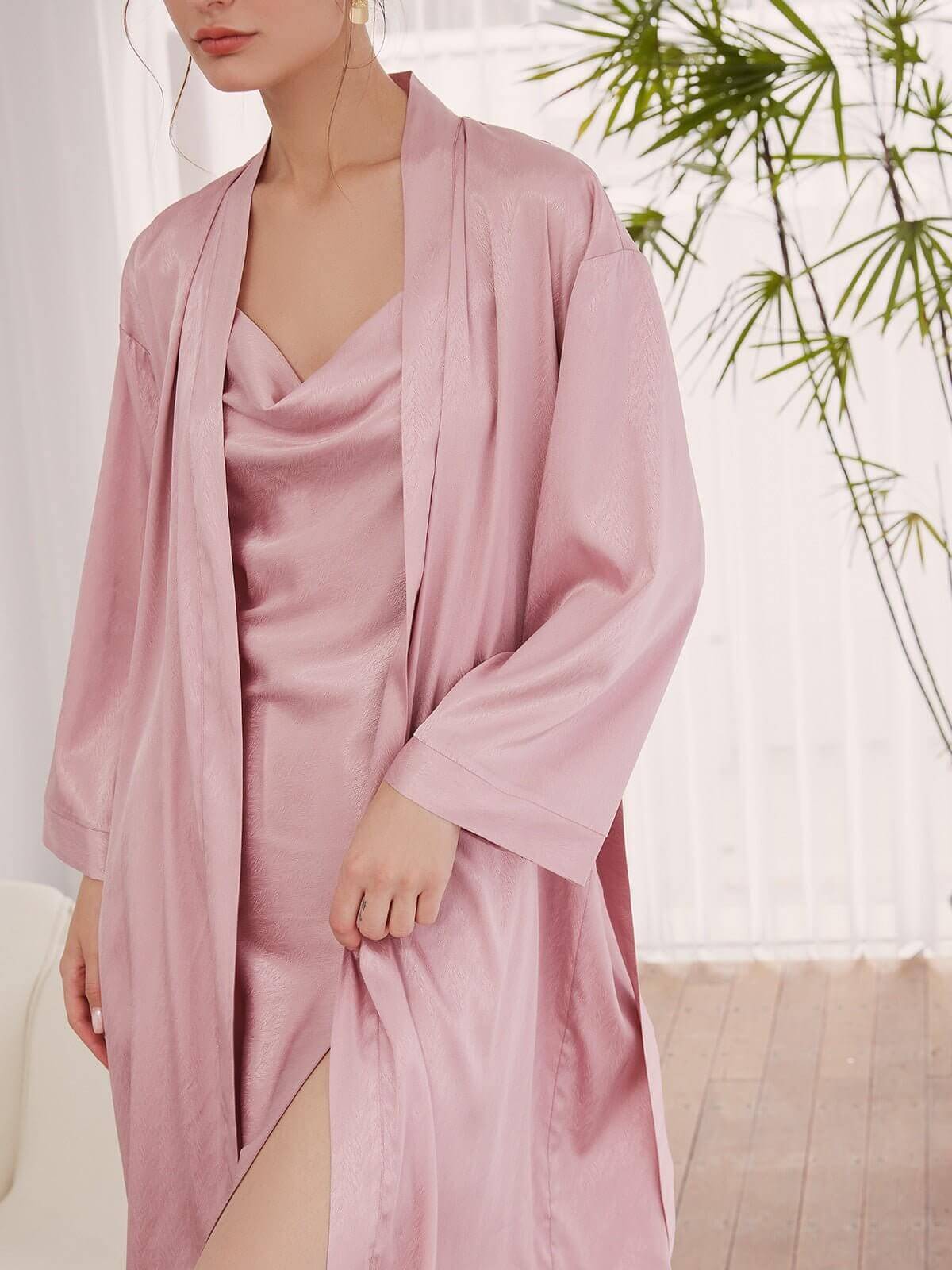 Ulivary Pink Robe Dress Set