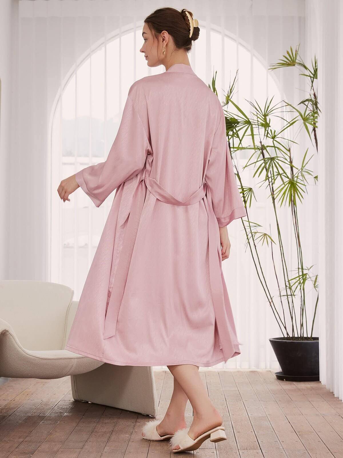 Ulivary Pink Robe Dress Set