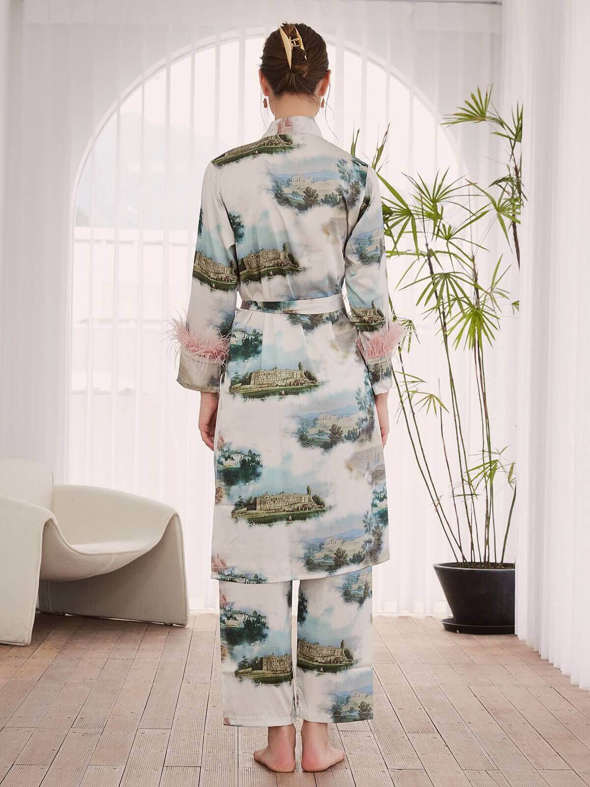 Ulivary Landscape Pajama Set 3pcs Feather