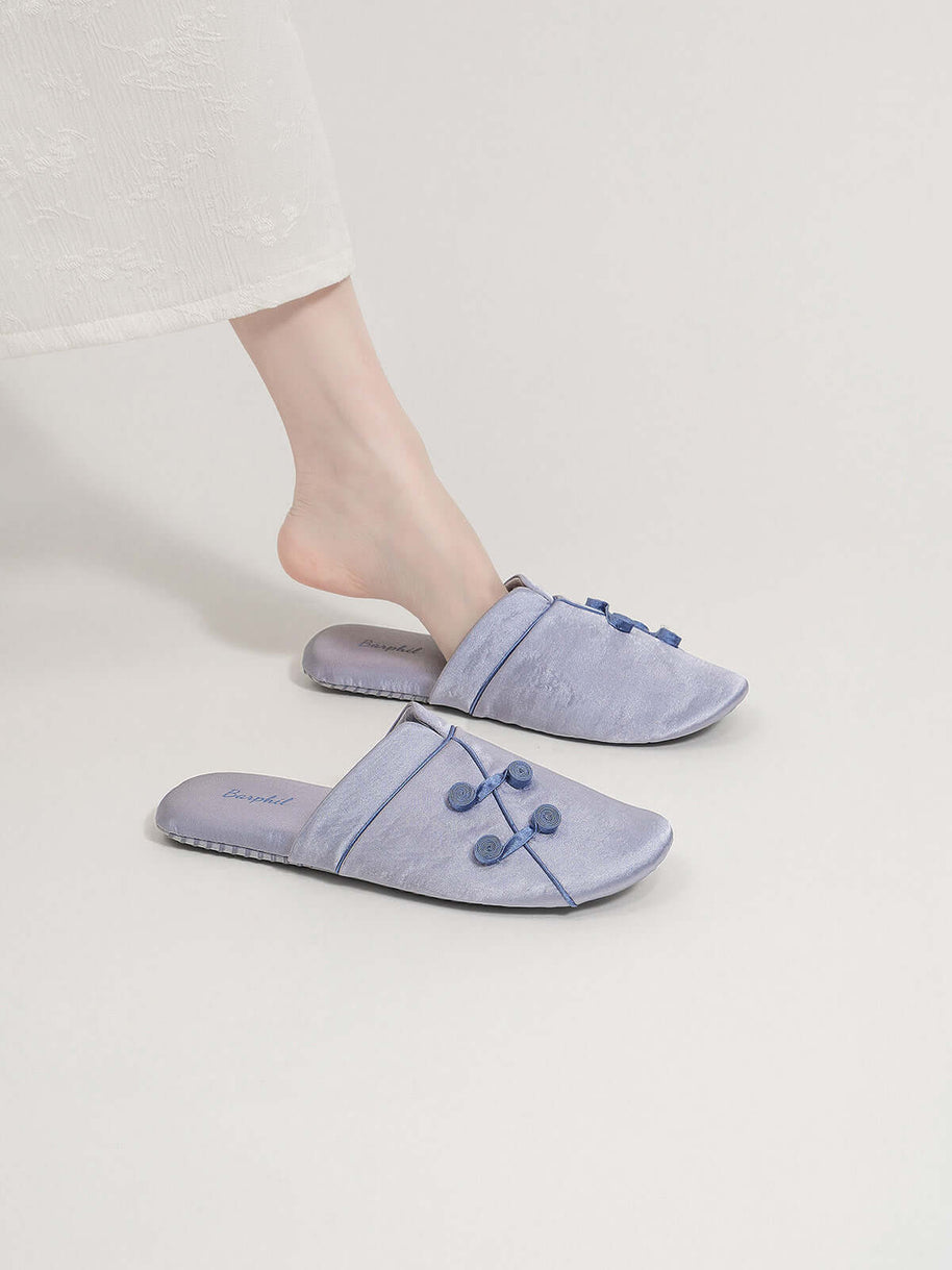 Ulivary Qipao Collar Buckle Asian Style Slippers