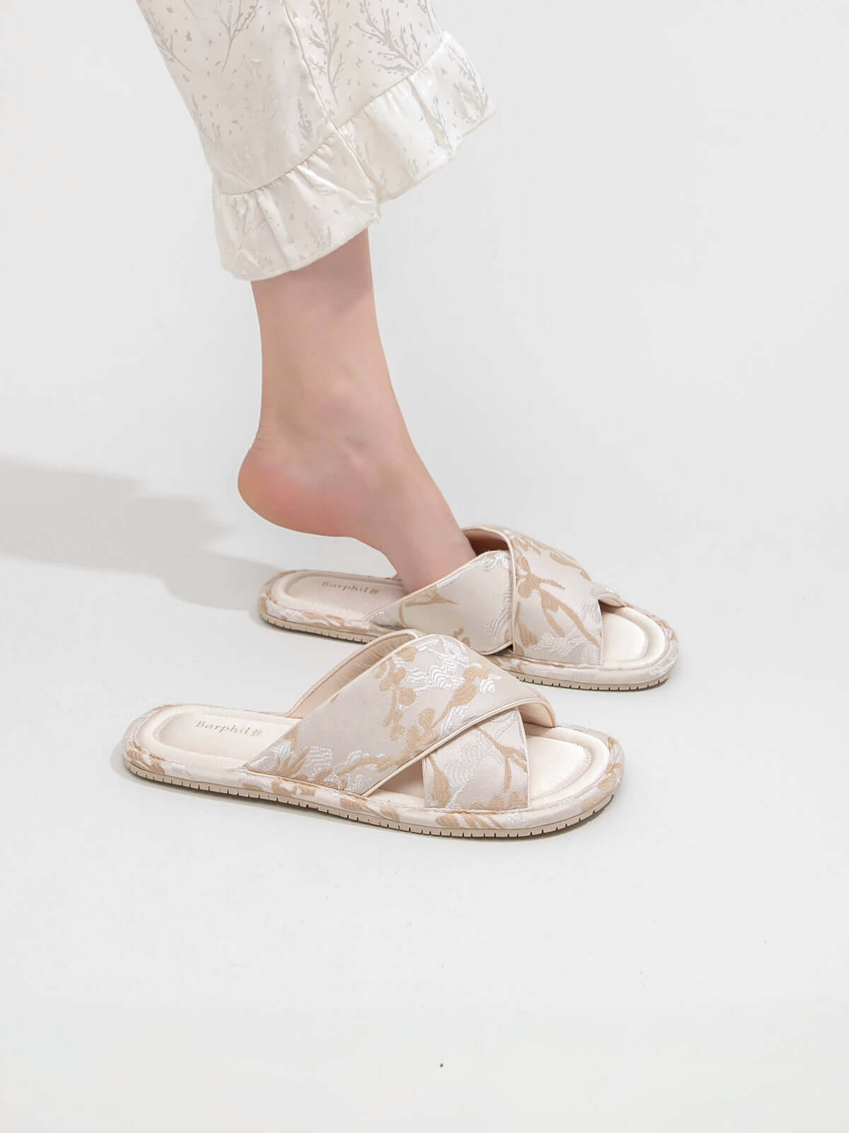 Ulivary Classic Cross-Strap Embroidery Slippers (more colors)