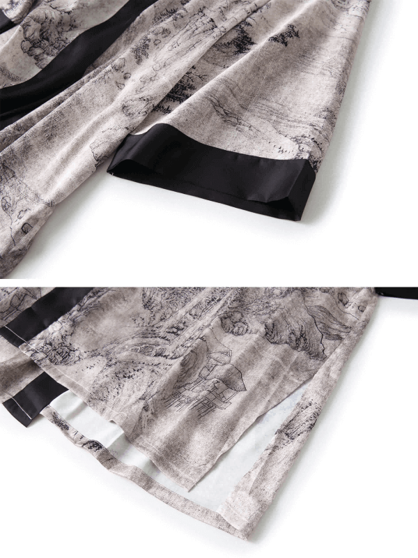 Ulivary Short Kimono Robe Ink Painting