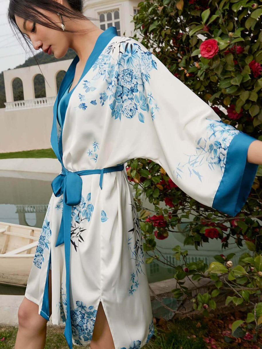 Ulivary Short Kimono Robe Bamboo