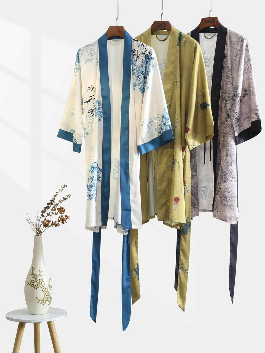 Ulivary Short Kimono Robe Bamboo