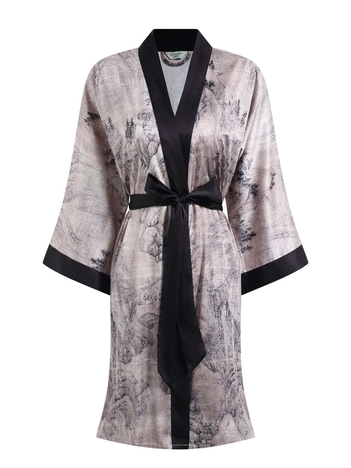 Ulivary Short Kimono Robe Ink Painting