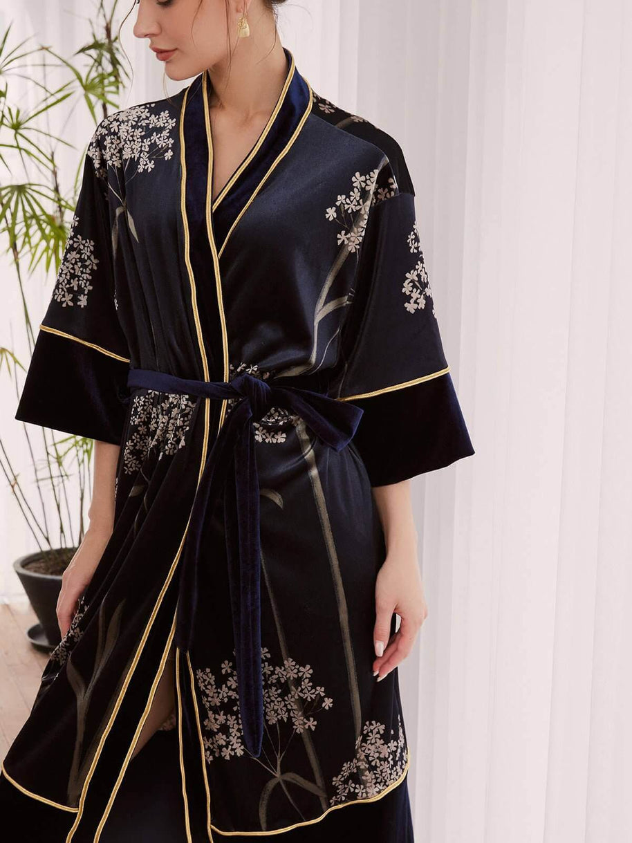 Ulivary Velvet Vintage Kimono Robe