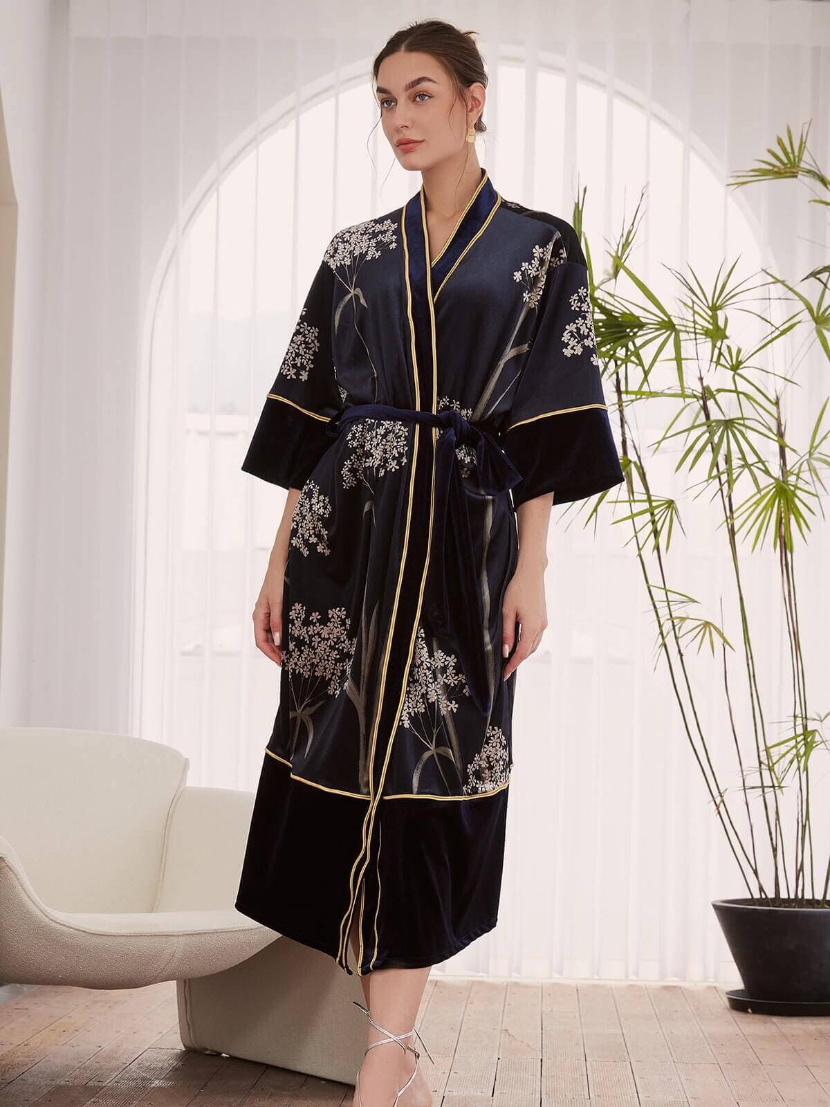 Ulivary Velvet Vintage Kimono Robe