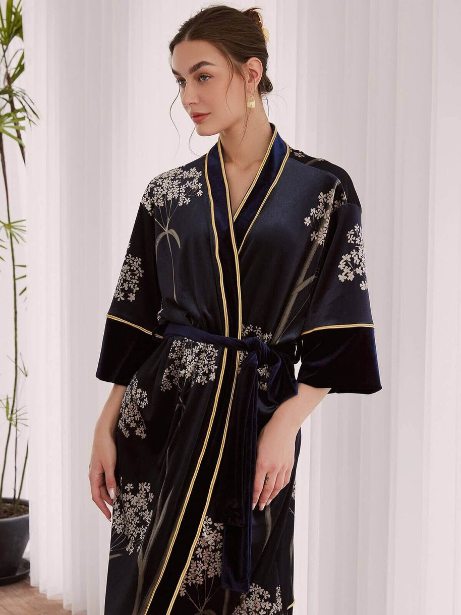 Ulivary Velvet Vintage Kimono Robe