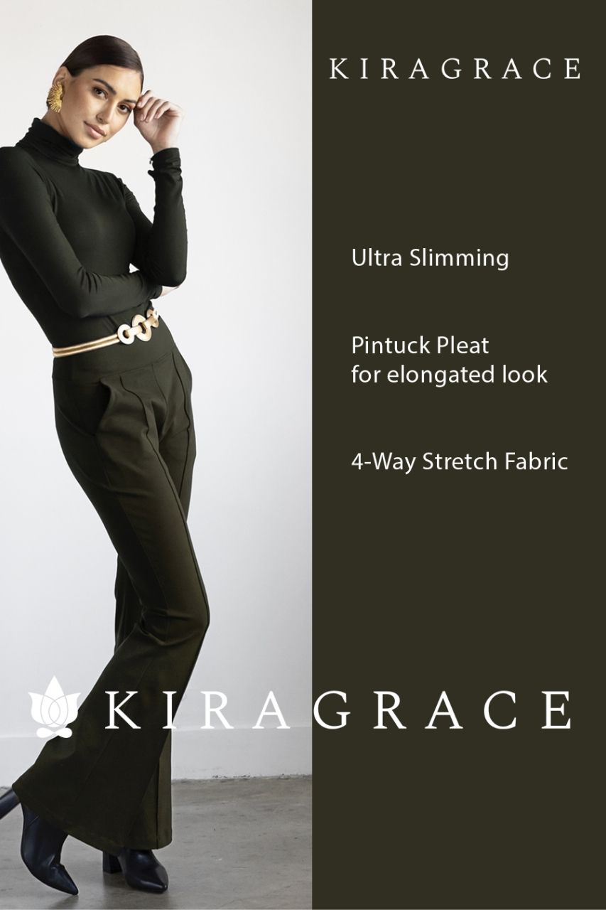 KiraGrace VICTORIA HIGH WAIST FLARE PANT: LODEN