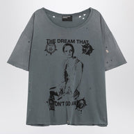 Enfants Riches Déprimés Blue Vintage-effect T-shirt With Print And Distressing