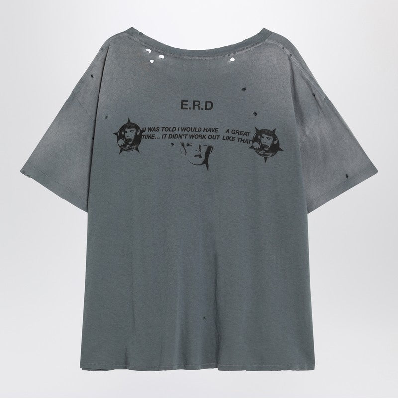 Enfants Riches Déprimés Blue Vintage-effect T-shirt With Print And Distressing