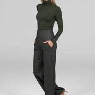 KiraGrace HIGH WAIST WIDE LEG PANT: OLIVE TWEED