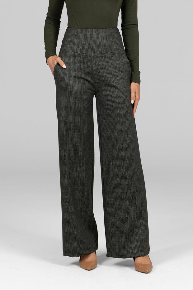 KiraGrace HIGH WAIST WIDE LEG PANT: OLIVE TWEED