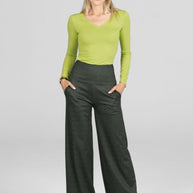 KiraGrace HIGH WAIST WIDE LEG PANT: OLIVE TWEED