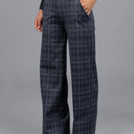 KiraGrace HIGH WAIST WIDE LEG PANT: CHARCOAL PLAID