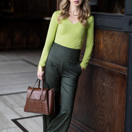 KiraGrace HIGH WAIST WIDE LEG PANT: OLIVE TWEED