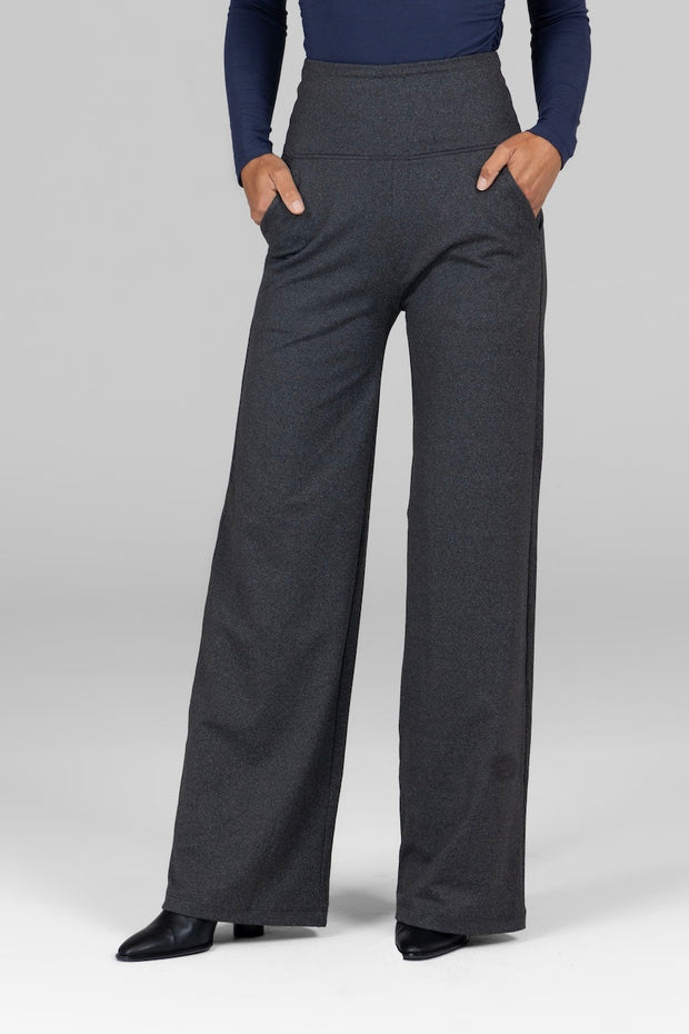 KiraGrace HIGH WAIST WIDE LEG PANT: CHARCOAL GREY