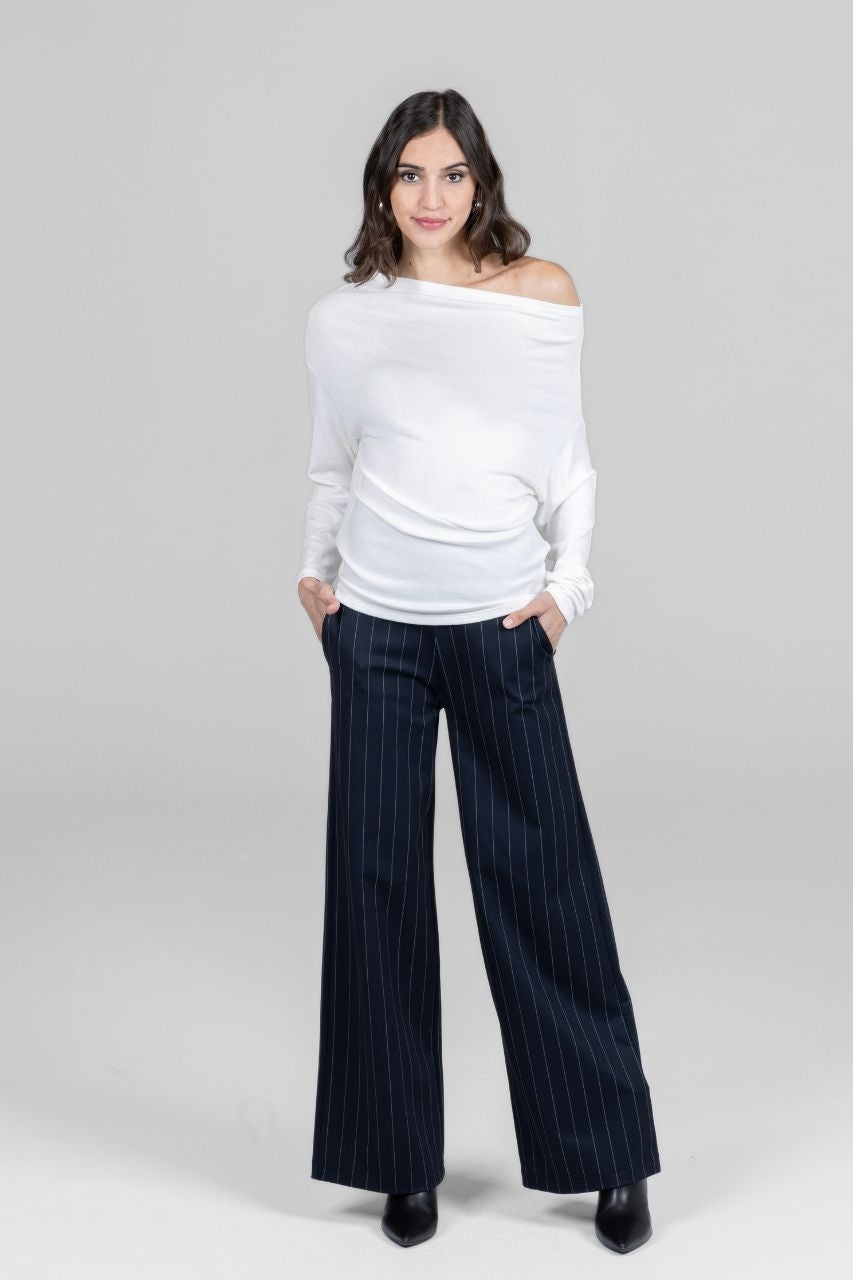 KiraGrace LILIAN DRAPED SWEATER: IVORY