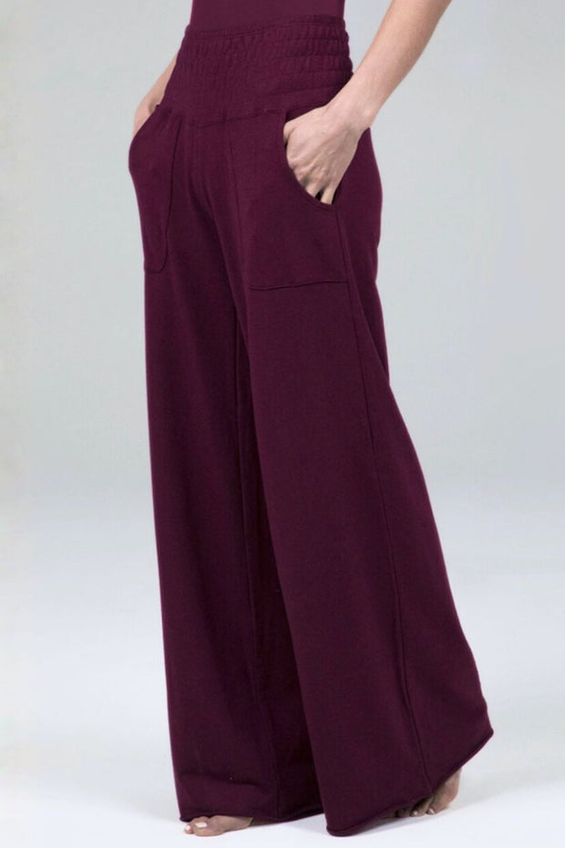 KIRAGRACE COZY BOHO YOGA PANT: BURGUNDY