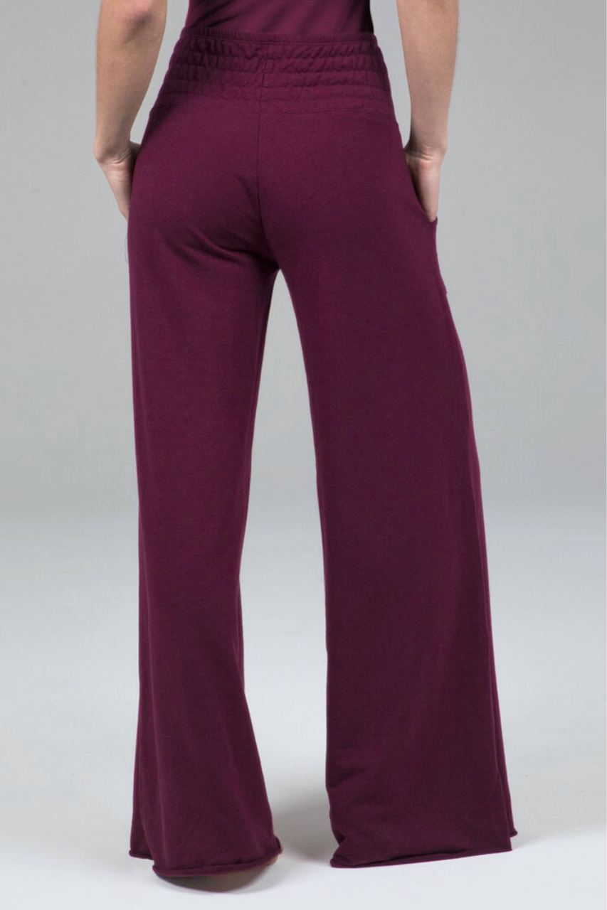 KIRAGRACE COZY BOHO YOGA PANT: BURGUNDY