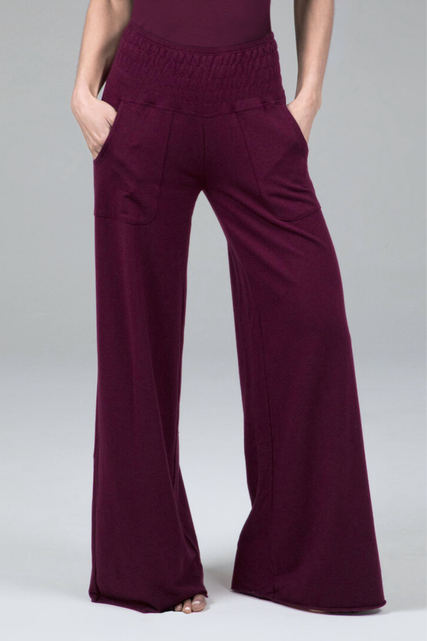 KIRAGRACE COZY BOHO YOGA PANT: BURGUNDY