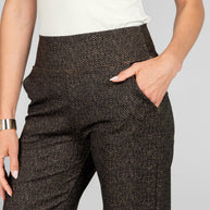 KiraGrace NINA STRAIGHT LEG PANT: HERRINGBONE CAMEL