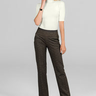 KiraGrace NINA STRAIGHT LEG PANT: HERRINGBONE CAMEL