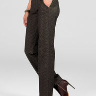 KiraGrace NINA STRAIGHT LEG PANT: HERRINGBONE CAMEL