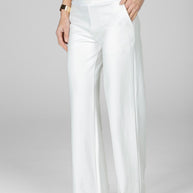 KiraGrace HIGH WAIST WIDE LEG PANT: IVORY PONTE