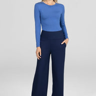 KiraGrace LUXE RUCHED CREW NECK: HIGHLAND BLUE