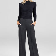 KiraGrace RUCHED MOCK NECK TOP: BLACK