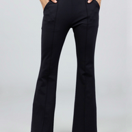 KiraGrace VICTORIA HIGH WAIST FLARE PANT: BLACK PONTE