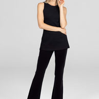 KiraGrace VICTORIA HIGH WAIST FLARE PANT: BLACK PONTE