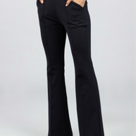 KiraGrace VICTORIA HIGH WAIST FLARE PANT: BLACK PONTE
