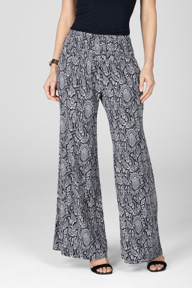KiraGrace PORTOFINO TRAVEL PANT: BLACK PAISLEY