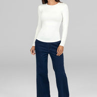 KiraGrace LUXE RUCHED CREW NECK: IVORY