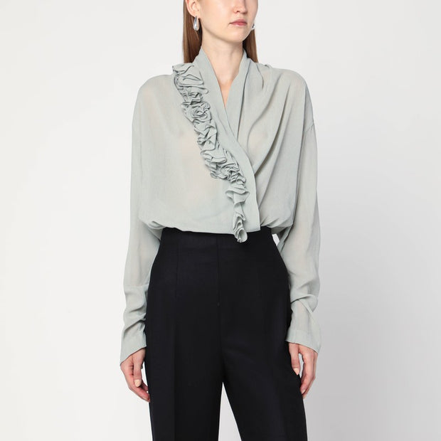 Alberta Ferretti Ice-colored Shirt With Floral Detail